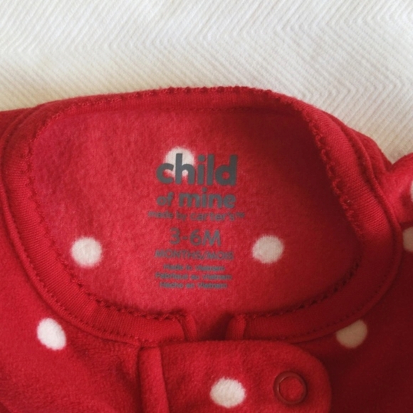 child of mine reindeer fleece 2-way zipper footie sleeper pajamas 3-6 months - Picture 4 of 5